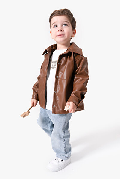 Jikko Baby طقم الأولاد المكون من 3 قطع مع سترة جلدية للعيد والهدايا 9089