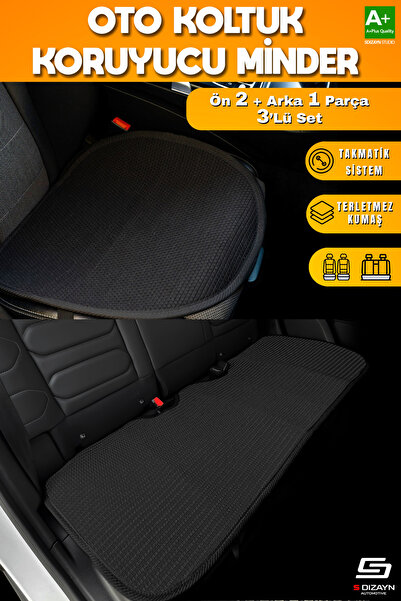 S Dizayn S-Dizayn Oto Koltuk Koruyucu Alt Minder Siyah Universal 2+1 Parça Ön...