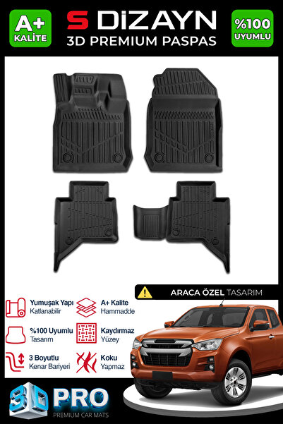 S Dizayn S-Dizayn Isuzu D-Max 3D Pro Havuzlu Paspas 2019 Üzeri A+ Kalite 3DS-...