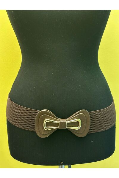 Gönülden Tasarım Коричневий ремінь для жінок з металевою пряжкою 78x6 см