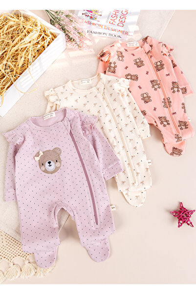 Babymod Triple 100% Cotton Baby Girl Rompers