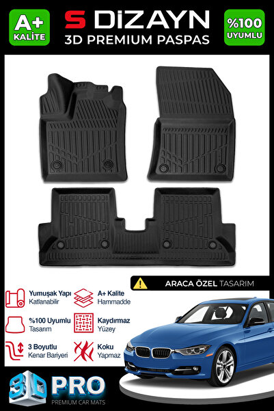 S Dizayn S-Dizayn Bmw 3 Serisi F30 3D Pro Havuzlu Paspas 2012-2019 A+ Kalite ...