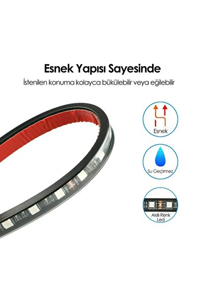 Autowise 12 Led'li Sese Ve Müziğe Duyarlı Araç Içi Ayak Altı Led Aydınlatma Kumandalı