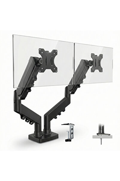 Coverzone 17–32 İnç Amortisörlü Çiftli Pivot Monitör Kolu,Gazlı Yaylı,2–9 Kg,...