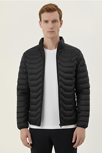 Sabri Özel Siyah Standart Fit Normal Kesim Dik Yaka Yan Cepli Casual Mont