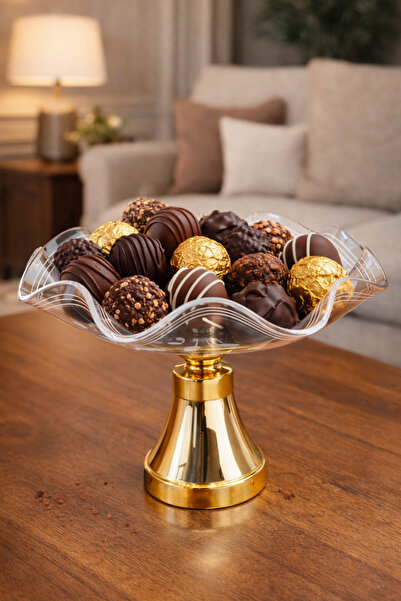 ALQANNAS Acrylic Candy Server with Silver / Gold Stainless Steel Base