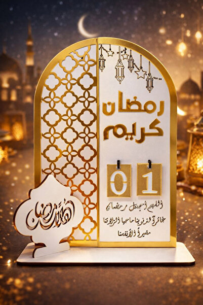 MUSK STORE Plexi Coated Wooden Ramadan Calendar 28X18 cm