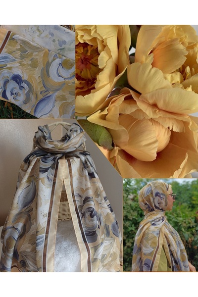 SK Scarfs Pamuk Vual Kumaş Çiçek Desen Şal