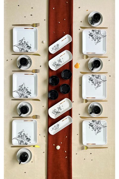 Erbaşlar Lüx Seramik Dilek Ağacı 26 Parça 6 Kişilik Kahvaltı Takımı Seti