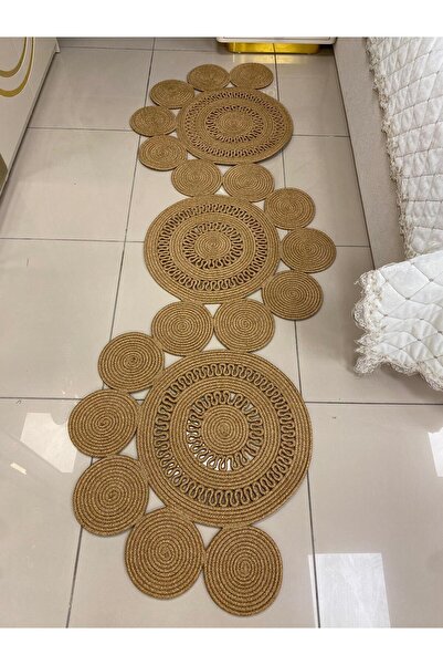 ModaCardin jüt Hasır görünümlü Desenli Modern El Örgüsü sarmal Halı Kilim