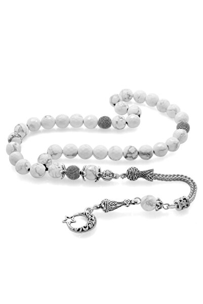 Tesbihane Kararmaz Metal Ayyıldız Püsküllü Fasetalı Küre Kesim Havlit Doğalta...