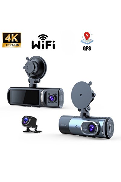 Wevolt MB-470 4K ÜÇ KAMERALI YENİ 3 İNÇ ARAÇ KAYIT KAMERASI Uyumlu