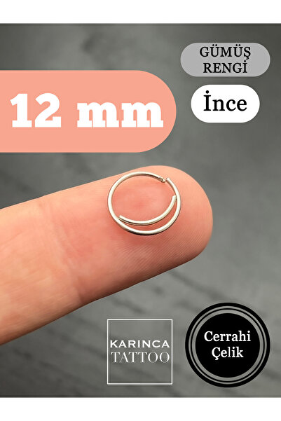 Karınca Piercing 12 mm ince Halka Piercing Kulak Anti Helix Septum Göğüs Ucu ...
