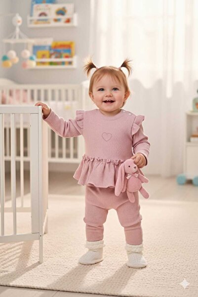mandalinsbaby طقم طفلة بقلوب مزدوجة