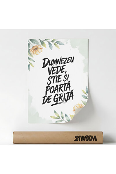 21mxm Dumnezeu Poarta De Grija - Unframed Romanian Religious Canvas Poster - ...