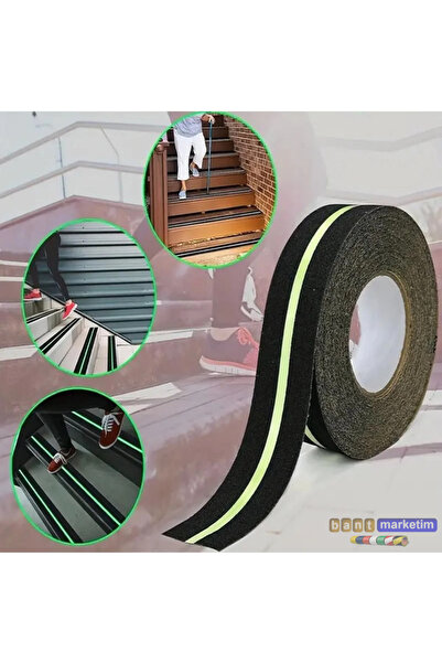 SLCMARKETİM Fosforlu Kaydırmaz Bant 50mmx25mt Yeşil Fosforlu Merdiven Bandı 5...