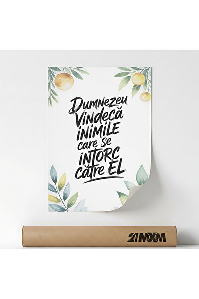 21mxm Dumnezeu Vindeca Inimile - Unframed Romanian Religious Canvas Poster - ...