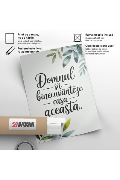 21mxm Unframed Religious Canvas Poster in Romanian - Digital Print - Domnul Sa Binecuvanteze Casa Aceasta
