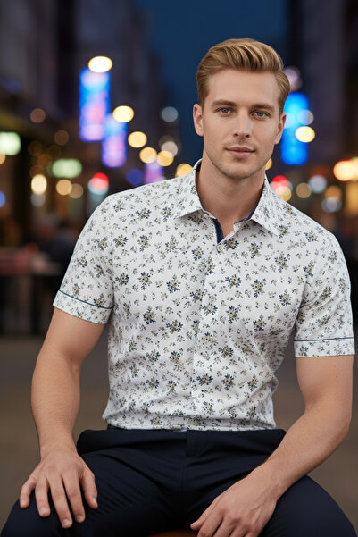 PASSERO Lycra imprimată cu mânecă scurtă, slim-fit