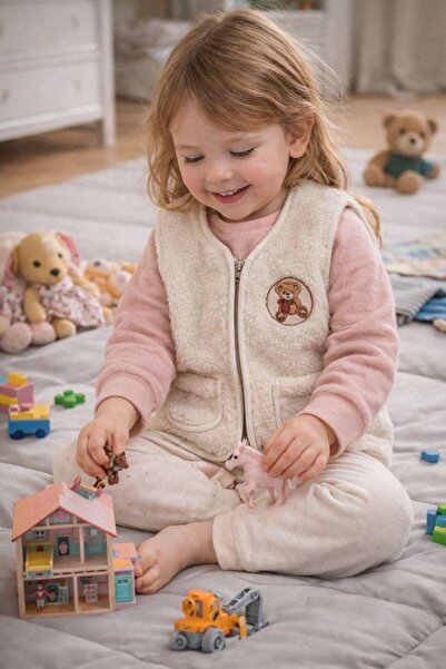 Alpar Tekstil Plush Welsoft Girl-Boy Baby and Children's Vest with Zipper, Po...