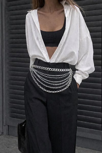 Maiden design حزام سلسلة فضي اللون