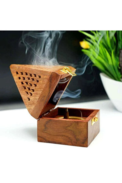 Generic مبخرة بخور خشبية شكل هرم بني