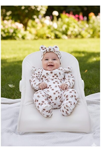 mandalinsbaby Baby Girl Romper with Sunflower Booties and Bandana