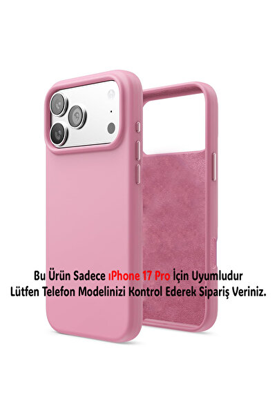 Merwish Apple Iphone 17 Pro Uyumlu Içi Kadife Lansman Silikon Kılıf Kapak Pembe