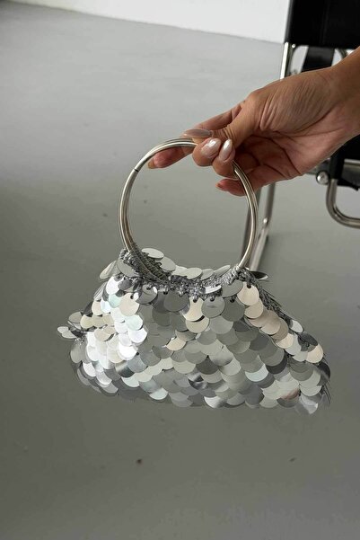 AYAKKABI PRENSİ Elea Pullu Payetli Çanta GÜMÜŞ