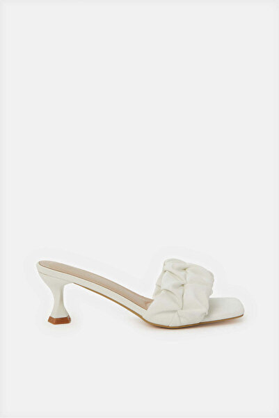 REDTAG Women White textured Block Heel Mule