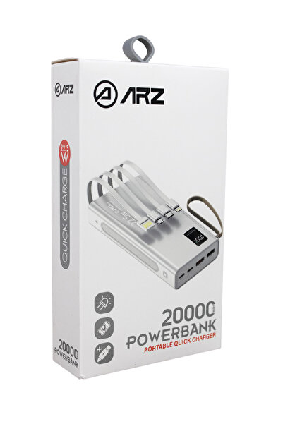 ARZ 20000 mAh PD 22.5W HIZLI ŞARJ DESTEKLİ LED FENERLİ DİJİTAL GÖSTERGELİ BEY...
