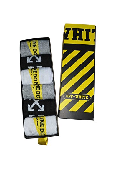 OFF WHITE Long socks, pack of 6, cotton blend, black/optical white/grey. One ...