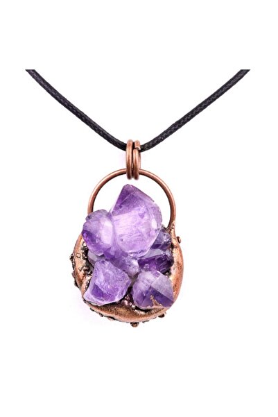 OEM 2026 Unique Amethyst Pendant with Antique Copper Plated 99.99% Pure Metal