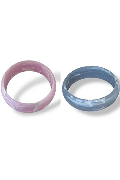 BirYıldızOl Kalın 2 li Akrilik Kemik Mika Bileklik Gri Mor 2 Adet Kemik Bileklik