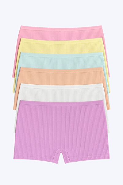 Tusebu Girl's Corded Fabric Boxer Panties Set of 6, Pastel Colors, Flexible, ...