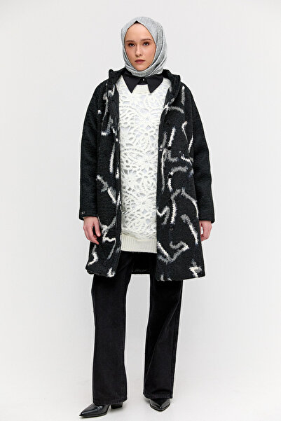 Setrms Gizli Pat İlik Düğmeli Dokulu Kaban