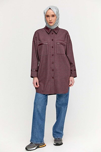 Setrms Deri Detaylı Kareli Ceket