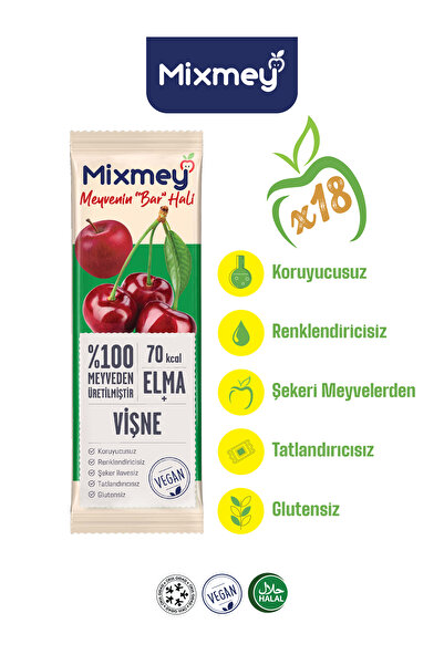 mixmey Cherry Fruit Bar 18 Pieces |   Healthy Snacks – Vegan, Gluten-Free, Pr...