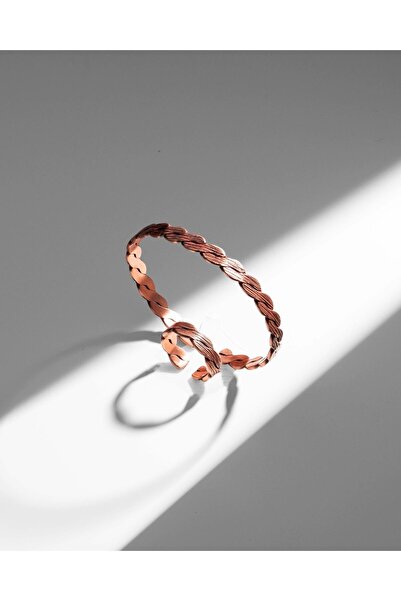 Sırlı Sepet Desensiz İnce Burma Bakır Bilezik Yüzük Seti