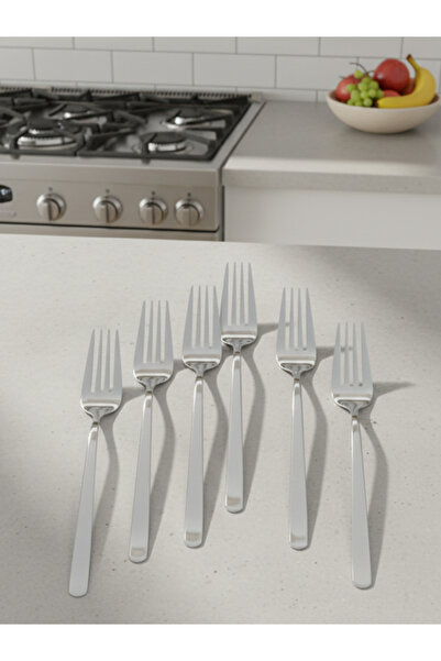 AiroBazar 6Pcs Stainless Steel Dinner Forks - 304 Quality 4mm, Modern Kitchen...