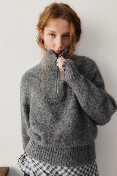 Pull & Bear Fermuar yakalı kazak