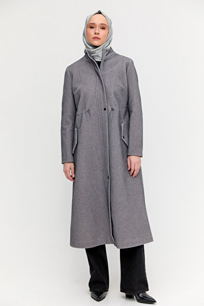 Setrms Stoperli Fermuarlı Kaşe Kaban