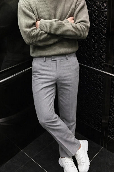 COMBİNE MİCHAİL Erkek Rahat Regular Dar Paça Gri Pantolon