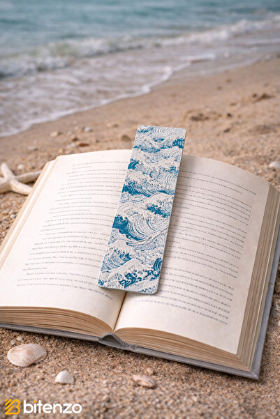 Bitenzo3D Mavi Dalga Desenli Kitap Ayracı