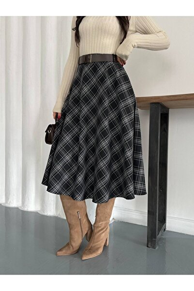 ZF BUTİK Kadın Ekose Etek