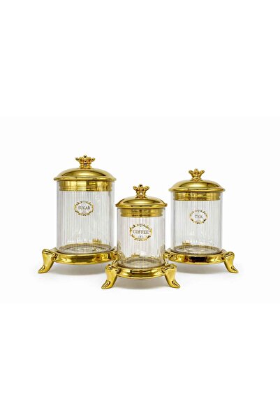 ROSSEV King Gold Vacuum Lid Jar Set 3 Pieces