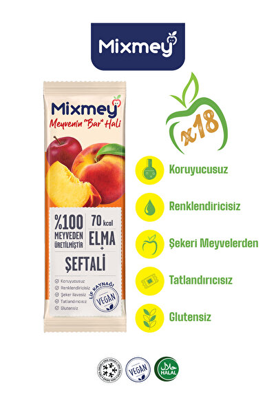 mixmey Peach Fruit Bar 18 Pieces |   Healthy Snacks – Vegan, Gluten-Free, Pre...