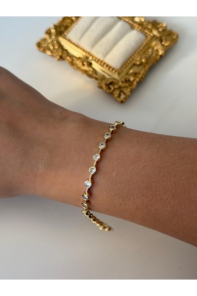 Charmist Çelik gold full zirkon mini petek bileklik