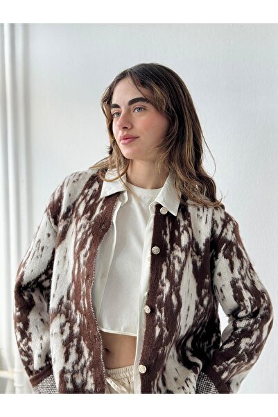 Retrobird Cozy Cardigan Women's Brown - Cream