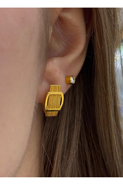 Has Kuyumcum 14 Ayar Altın Trabzon Hasır Tokalı Küpe